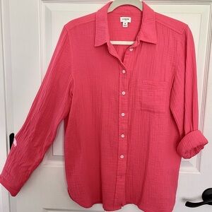 J. Crew Vibrant Coral Gauze Shirt